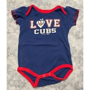 MLB Chicago Cubs Baseball Little Girl Toddler Onesie Bodysuit Outfit, 18 months